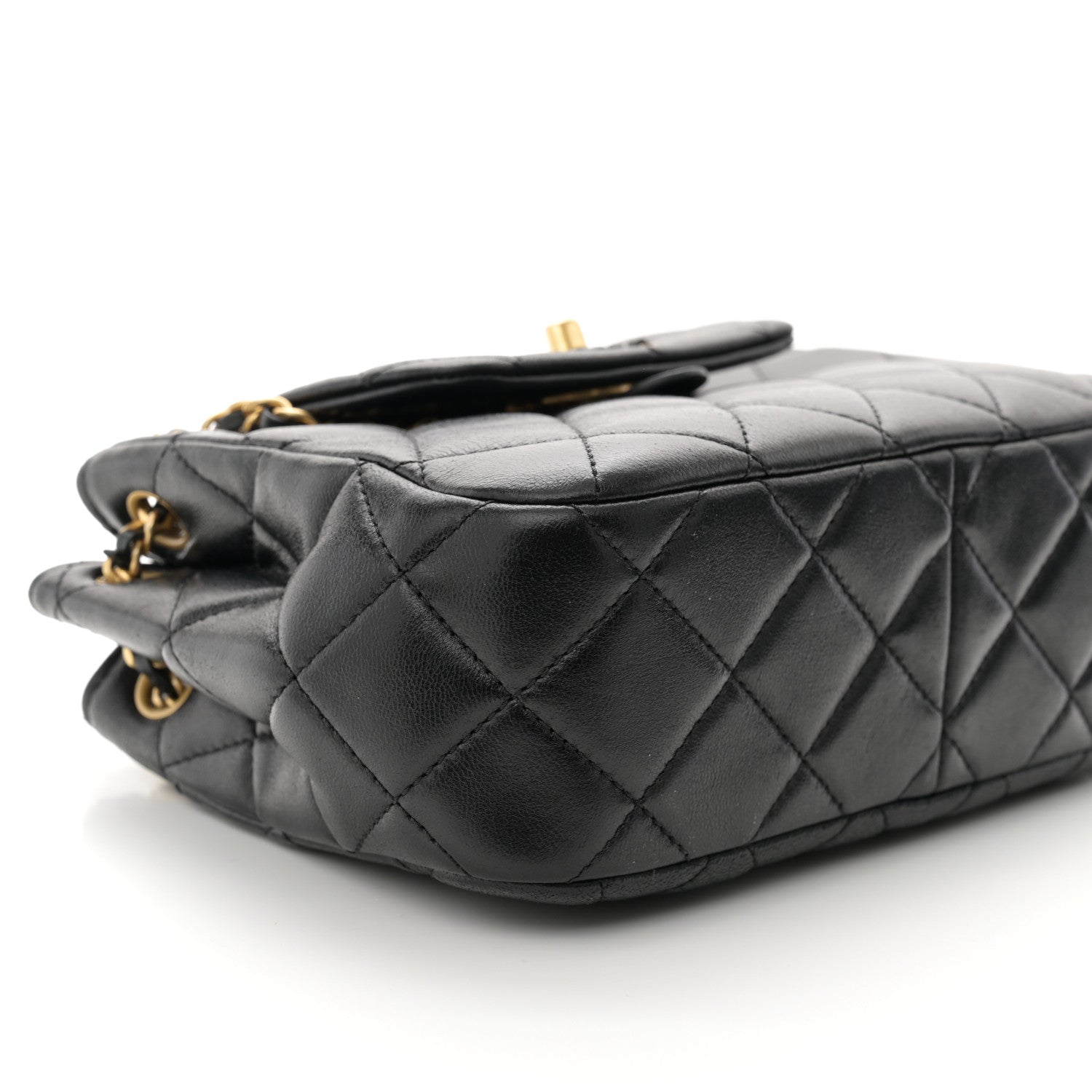 Chanel Lambskin Quilted Braided CC Accordion Flap Bag Black 9 of 11