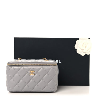 Chanel Lambskin Quilted Small Pearl Crush Vanity Case With Chain Grey 11 of 11