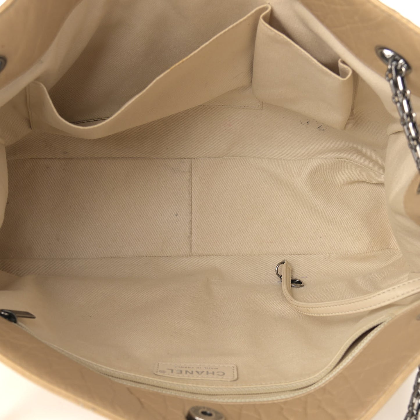 Metallic Aged Calfskin Quilted Reissue 2.55 Tote Light Gold