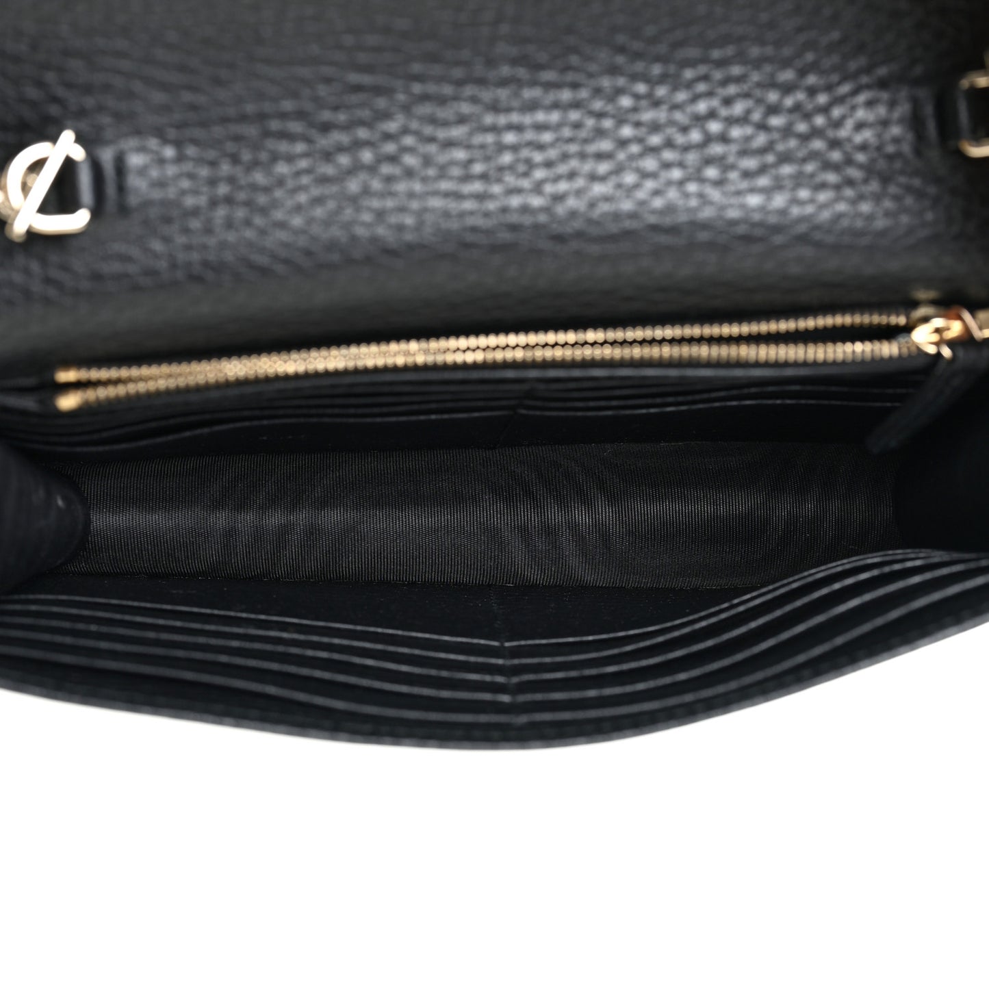 Dollar Calfskin Interlocking G Chain Wallet Black