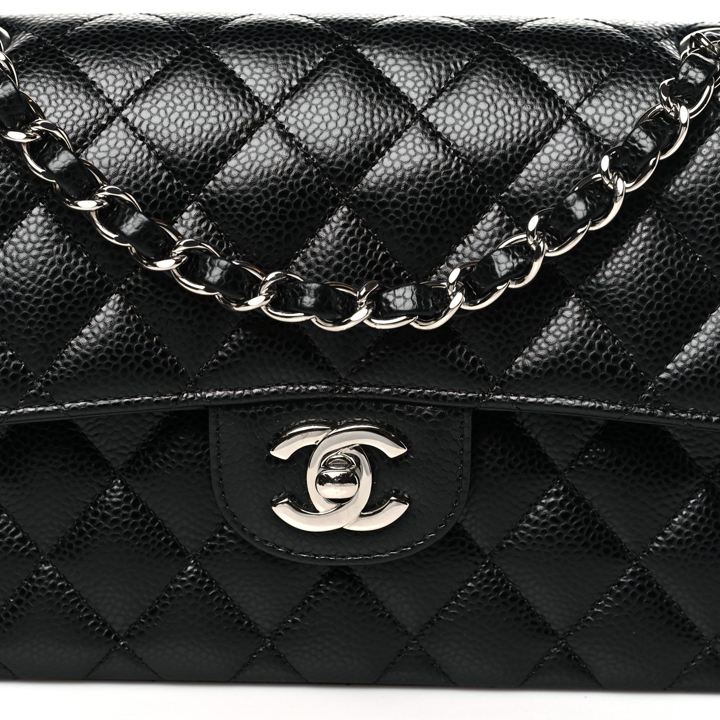 Caviar Quilted Small Double Flap Black