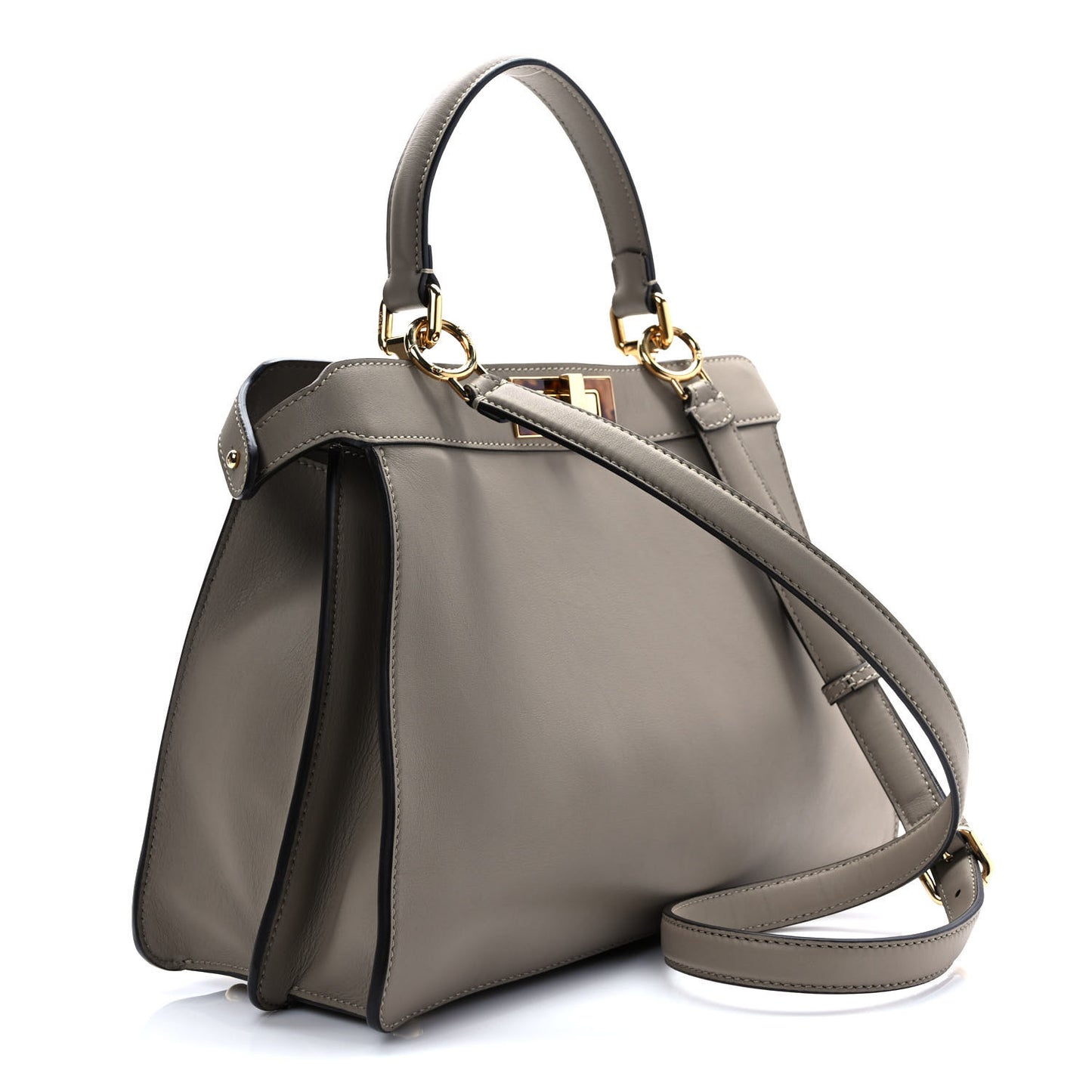 Vitello Seta Shiny Nappa Plexiglass Medium Peekaboo I SEE U Satchel Tortora