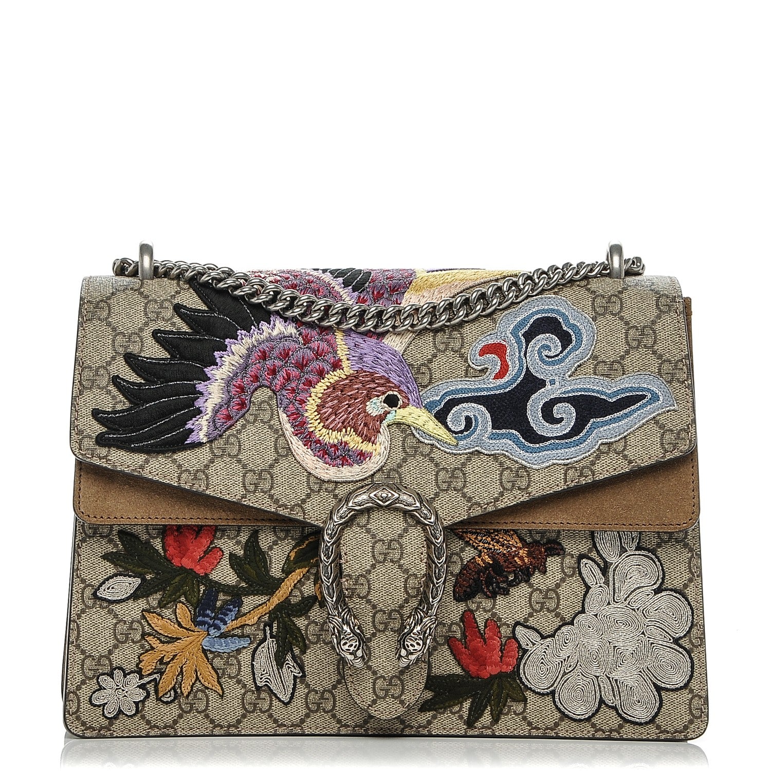 Gucci GG Supreme Monogram Embroidered Medium Dionysus Shoulder Bag Taupe 1 of 8