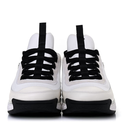 Chanel Velvet Calfskin Mixed Fibers Mens CC Sneakers 46 Ivory Black 2 of 4