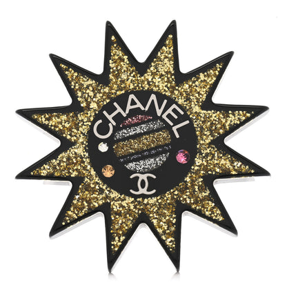 Chanel Resin Glitter CC Star Brooch Black Gold 1 of 5