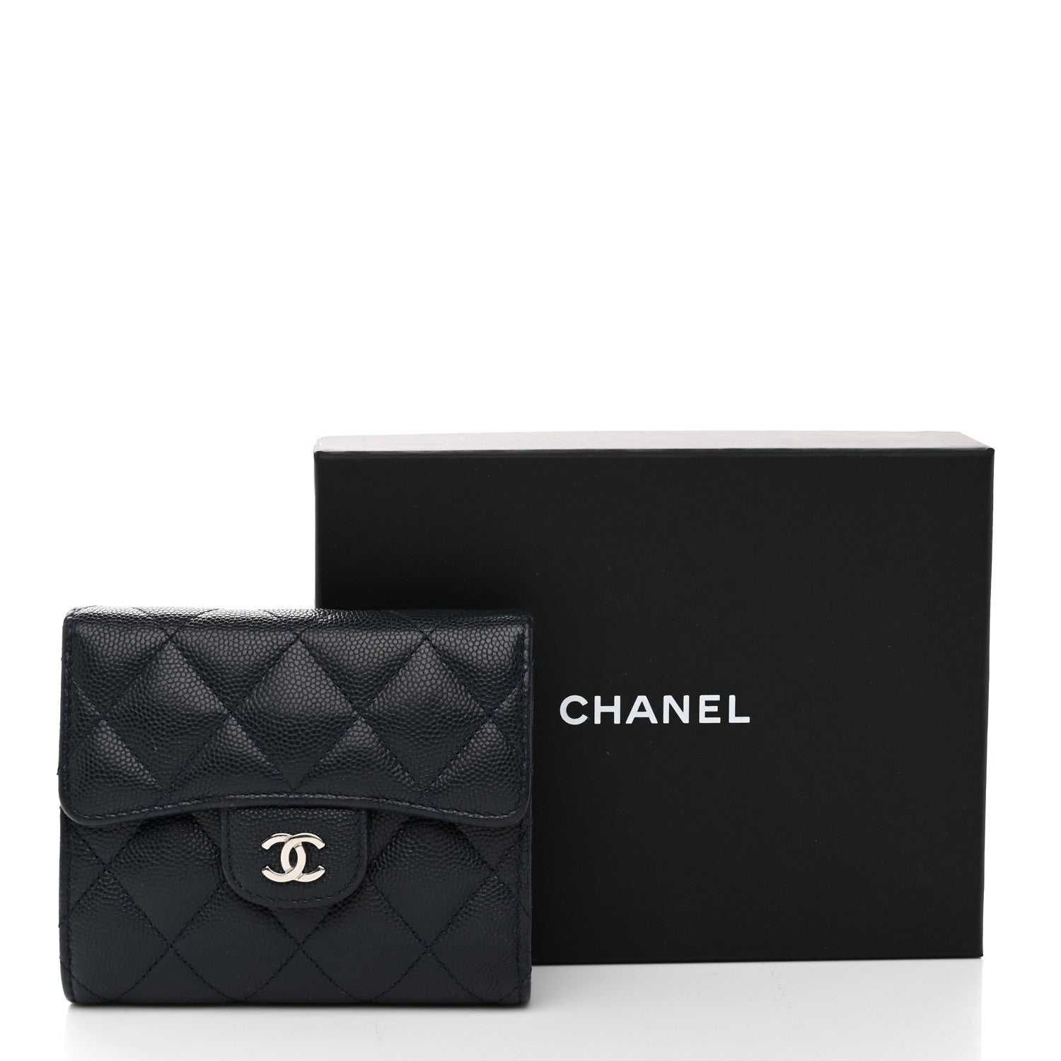 Chanel Caviar Quilted Compact Flap Wallet Navy 9 of 9