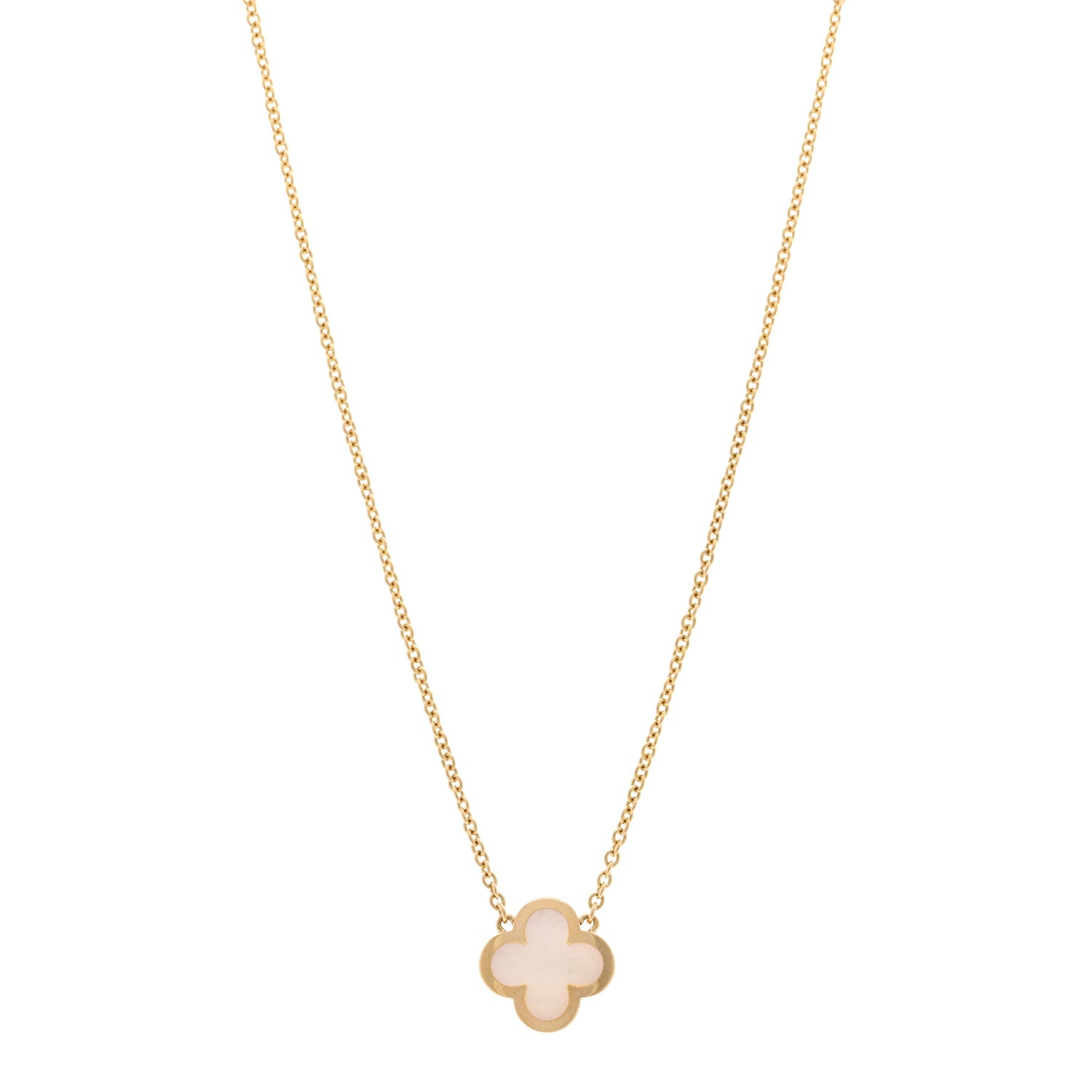Van Cleef & Arpels 18K Yellow Gold Mother of Pearl Pure Alhambra Pendant Necklace 1 of 6
