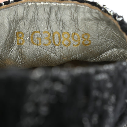 Chanel Tweed Lambskin CC Espadrilles 37 Black Silver 8 of 15