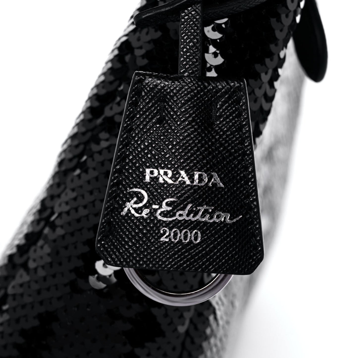 Paillettes Sequin Mini Re-Edition 2000 Bag Black White