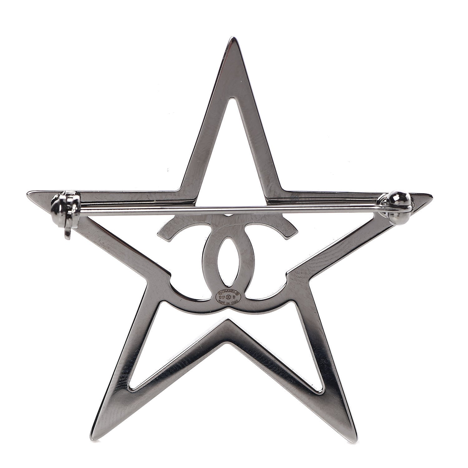 Chanel Ruthenium Crystal Star CC Brooch Blue 3 of 4