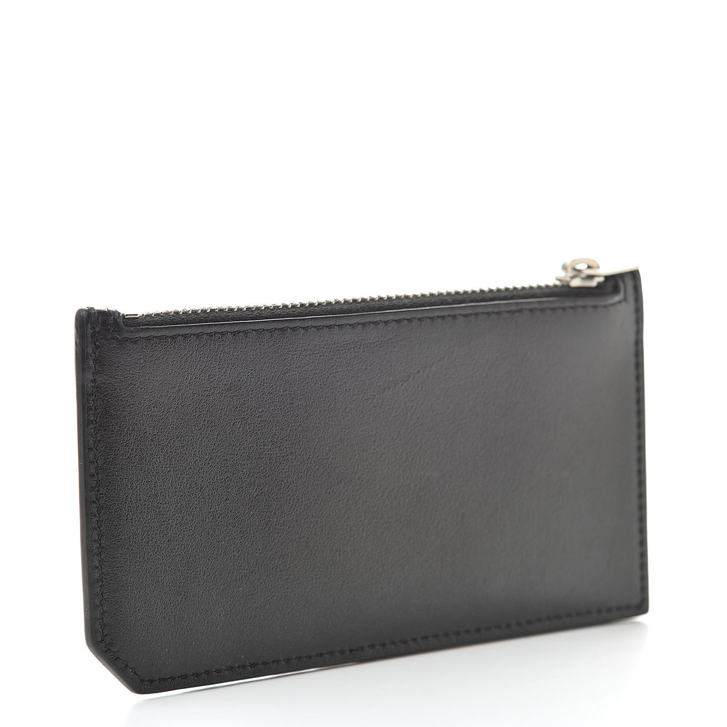 Calfskin Print Flamingo 5 Fragments Zip Pouch Card Holder Black