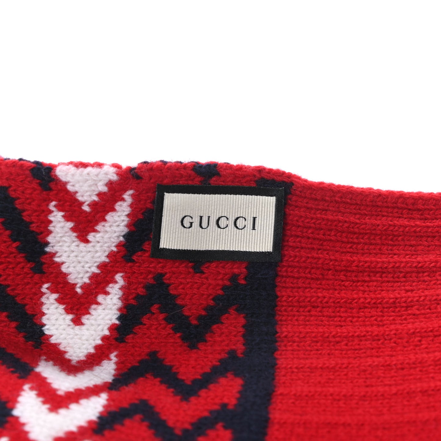 Wool Zigzag Scarf White Red Blue