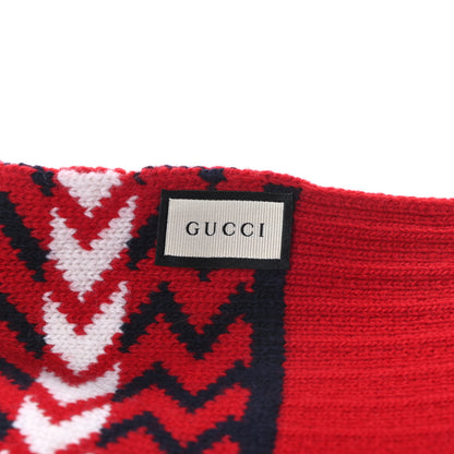 Gucci Wool Zigzag Scarf White Red Blue 3 of 4