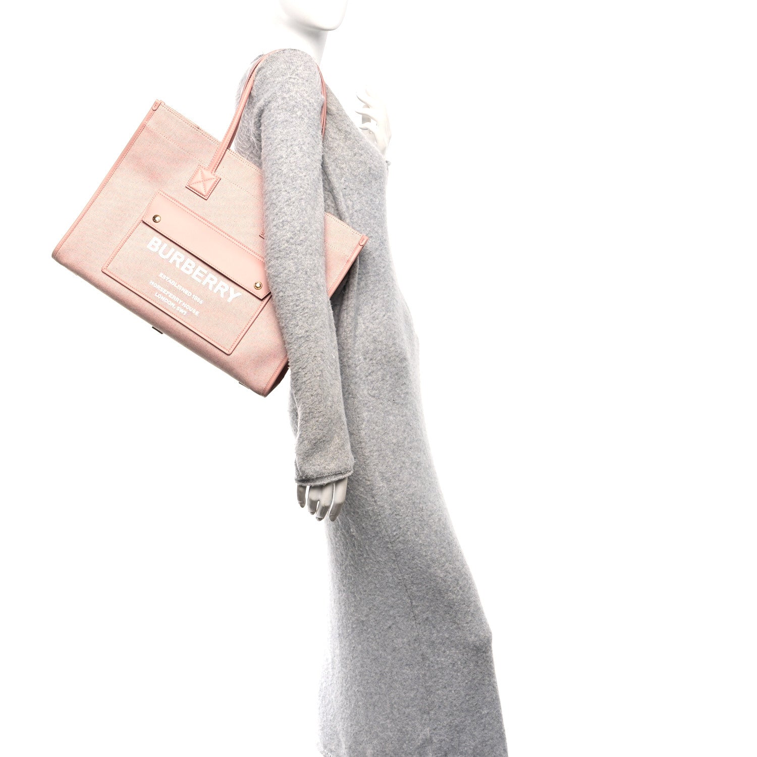 Burberry Canvas Smooth Calfskin Medium Two Tone Freya Tote Dusty Pink 2 of 10