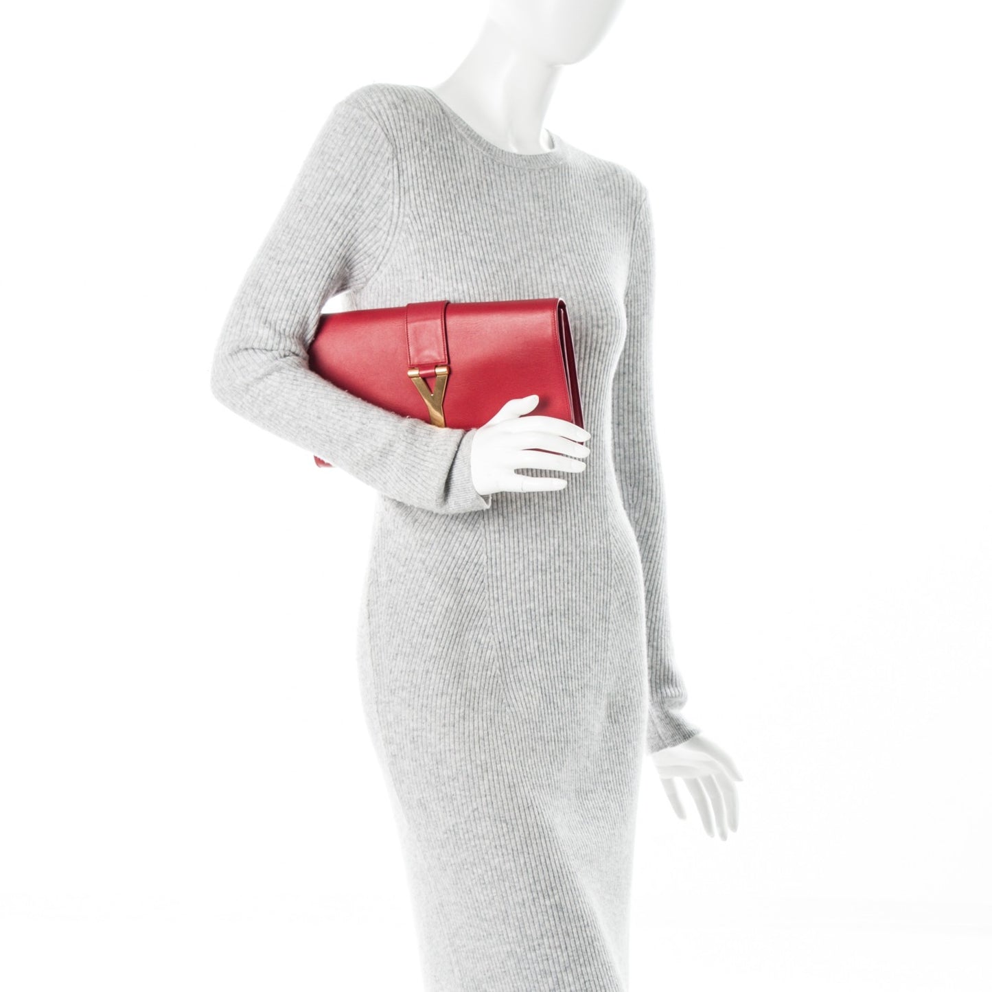 Calfskin Classic Y Ligne Clutch Red