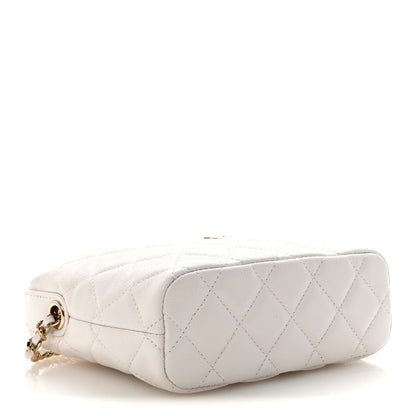 Chanel Caviar Quilted Hobo Clutch With Chain White 4 of 11