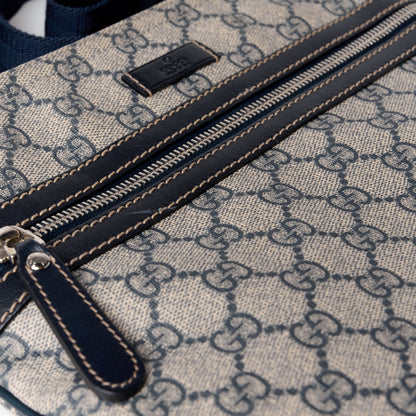 Gucci GG Supreme Monogram Small Flat Side Zip Messenger Bag Beige Blue 17 of 17
