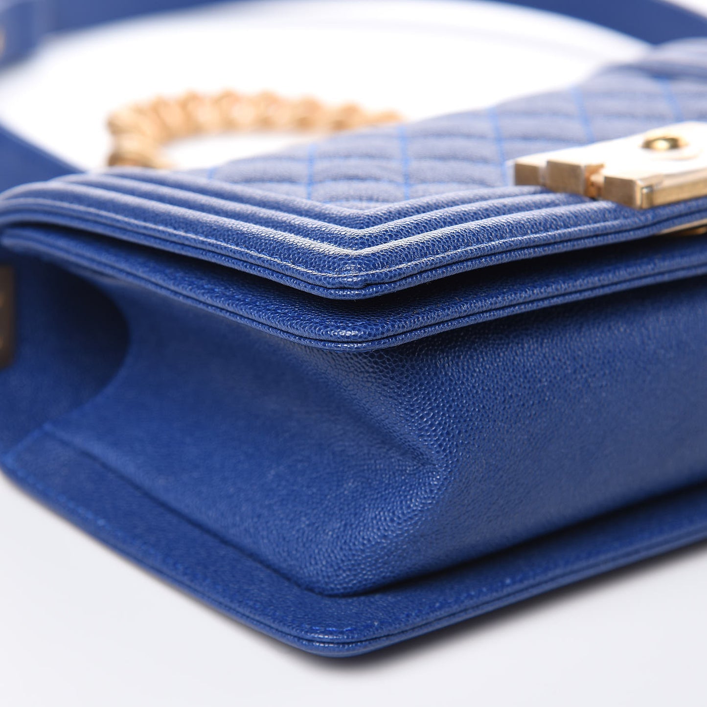 Caviar Quilted Small Boy Flap Dark Blue