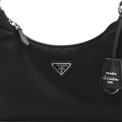 Prada Tessuto Nylon Saffiano Mini Re-Edition 2005 Bag Black 9 of 11