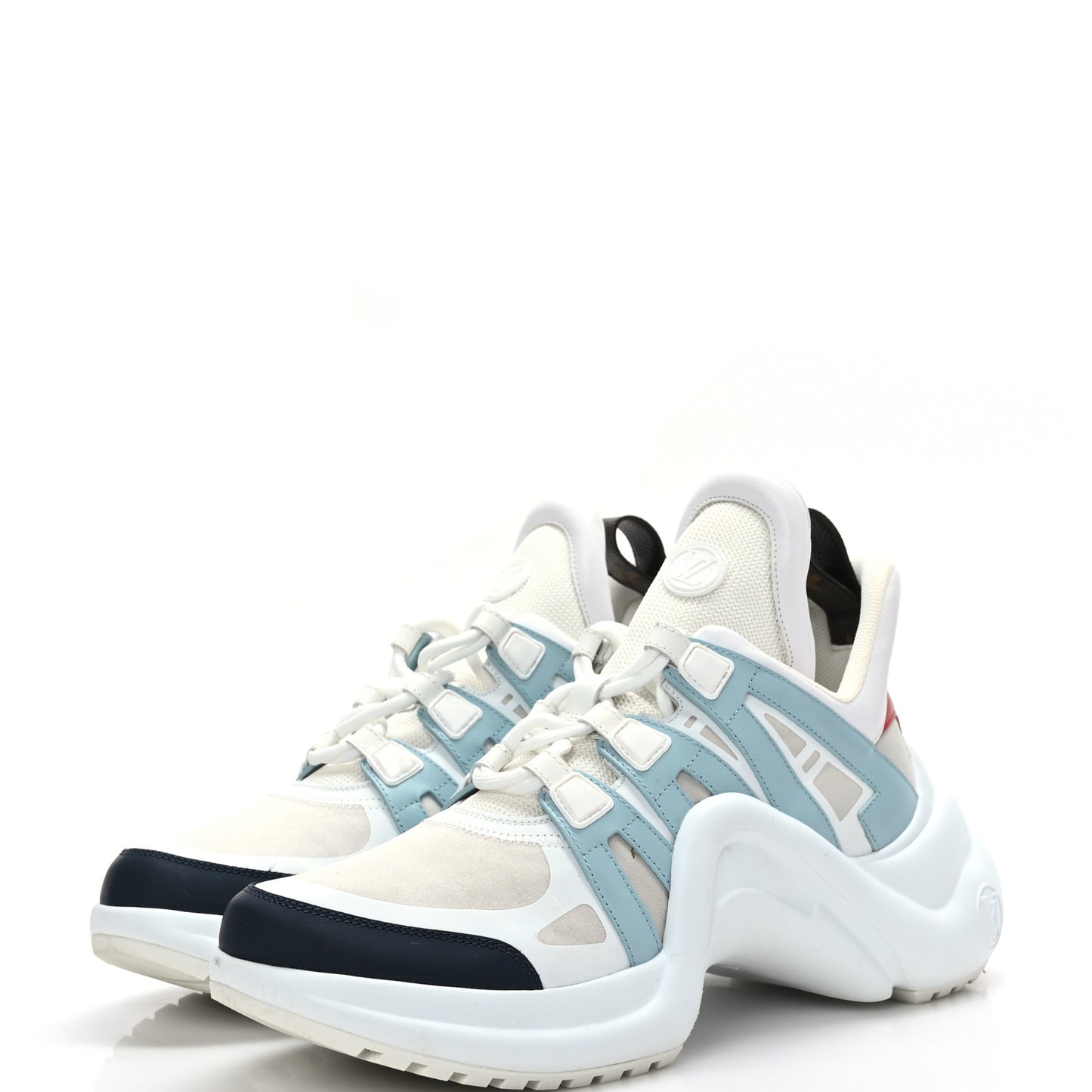 Calfskin Technical Nylon LV Archlight Sneakers 41 White Blue Gris