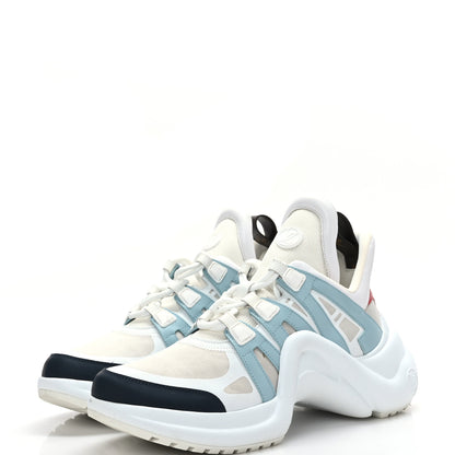 Louis Vuitton Calfskin Technical Nylon LV Archlight Sneakers 41 White Blue Gris 3 of 6