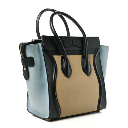 Celine Drummed Calfskin Micro Tri-Color Luggage Antarctic 2 of 9
