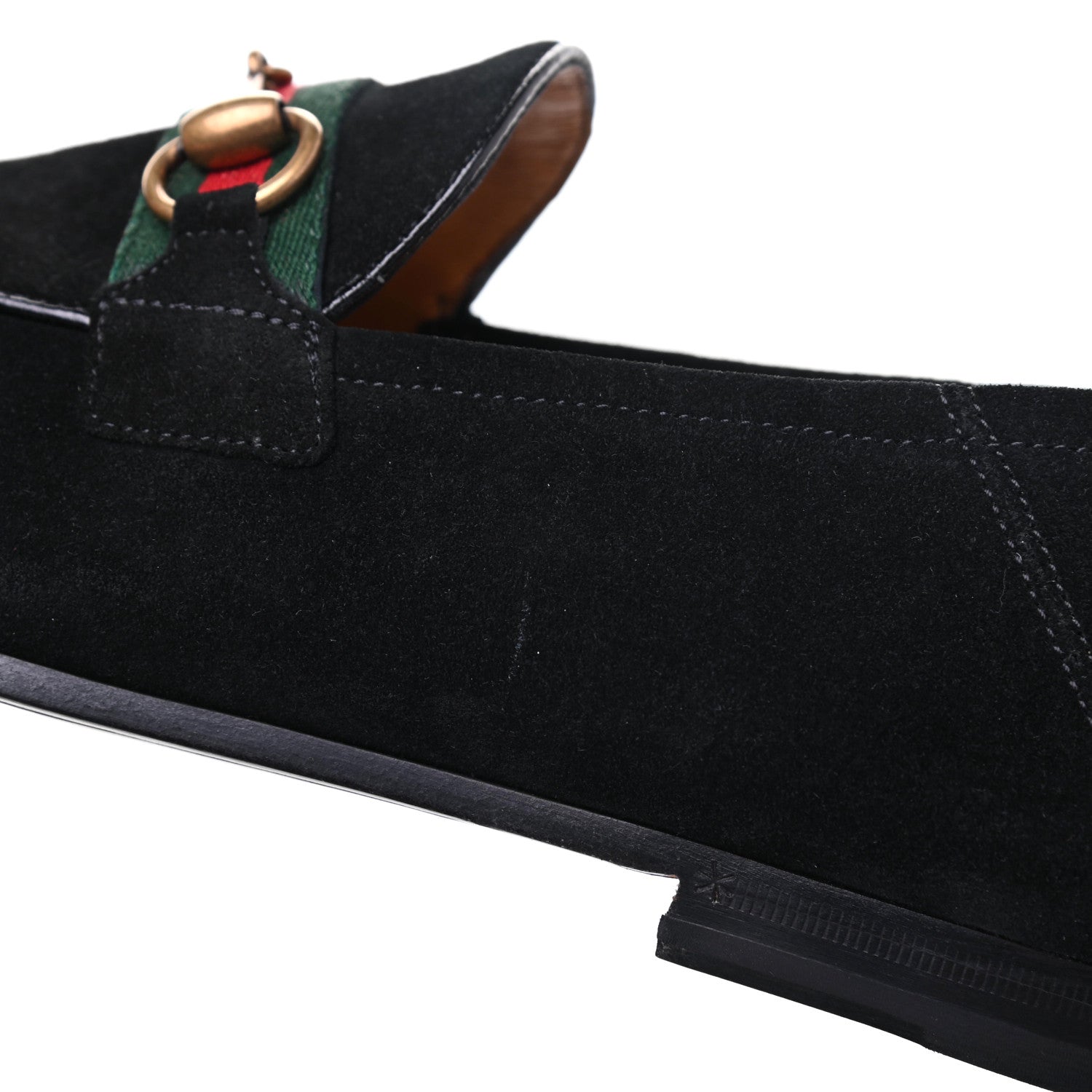 Gucci Suede Web Mens Horsebit Loafers 8 Black 10 of 12