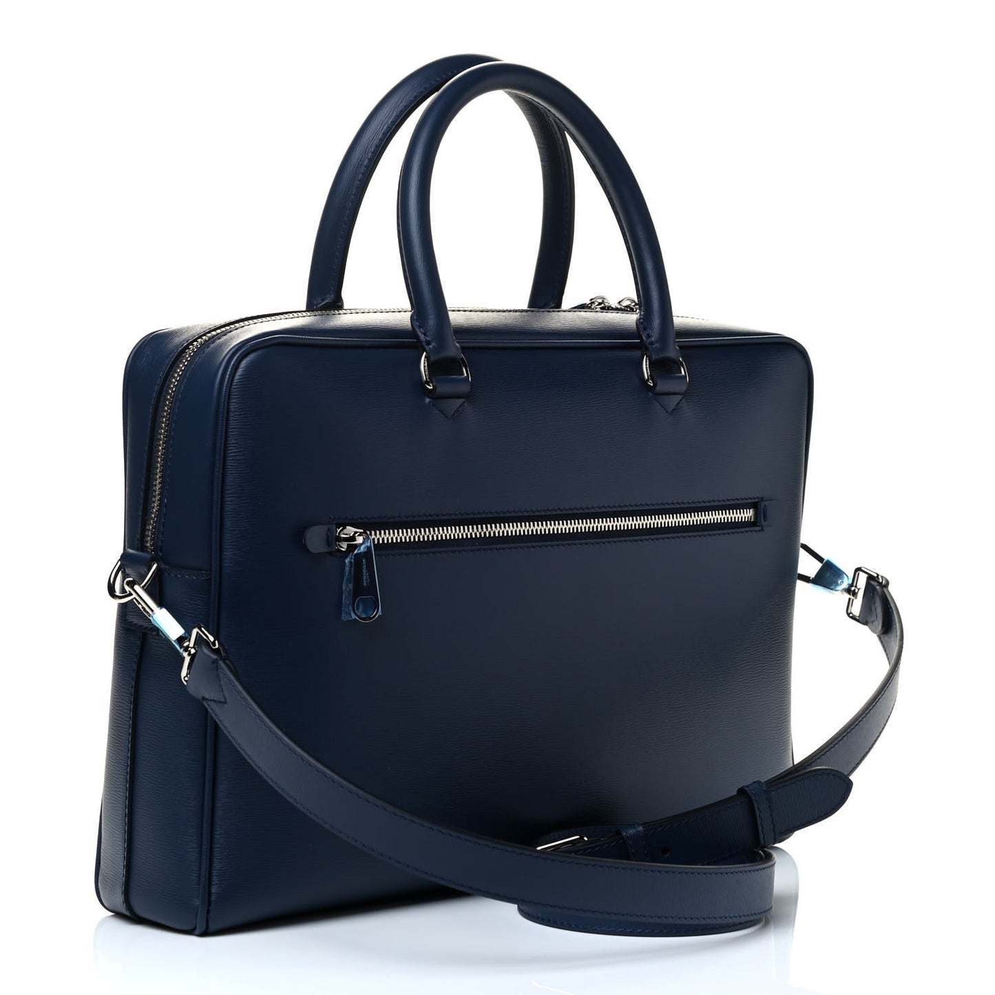 London Calfskin Ainsworth Briefcase Navy