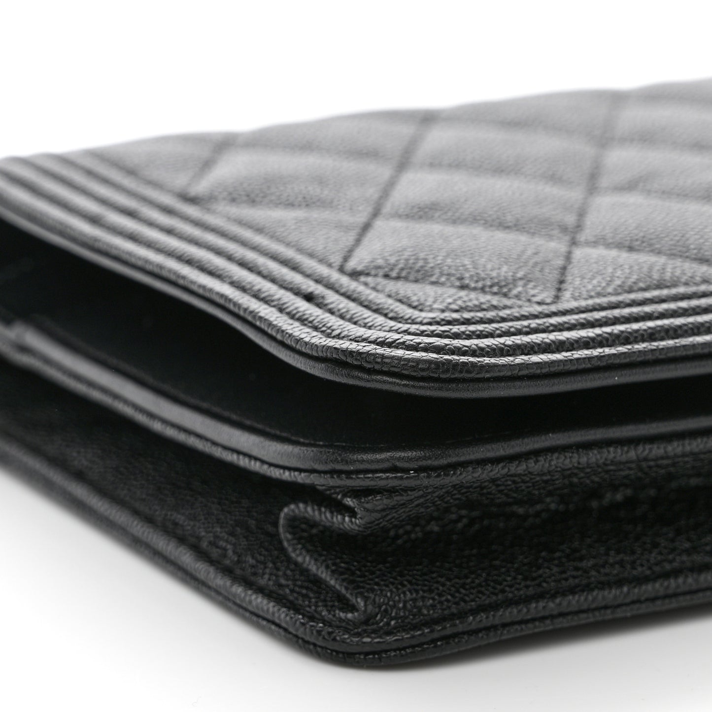 Caviar Quilted Boy Wallet On Chain WOC Black