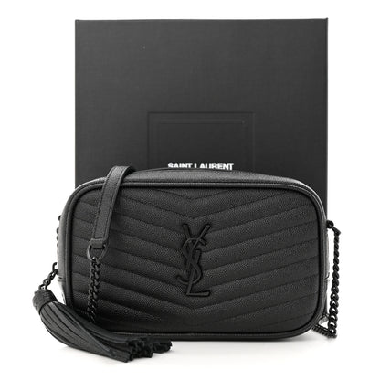 Saint Laurent Grain De Poudre Matelasse Monochrome Monogram Mini Lou Camera Bag Black 11 of 11