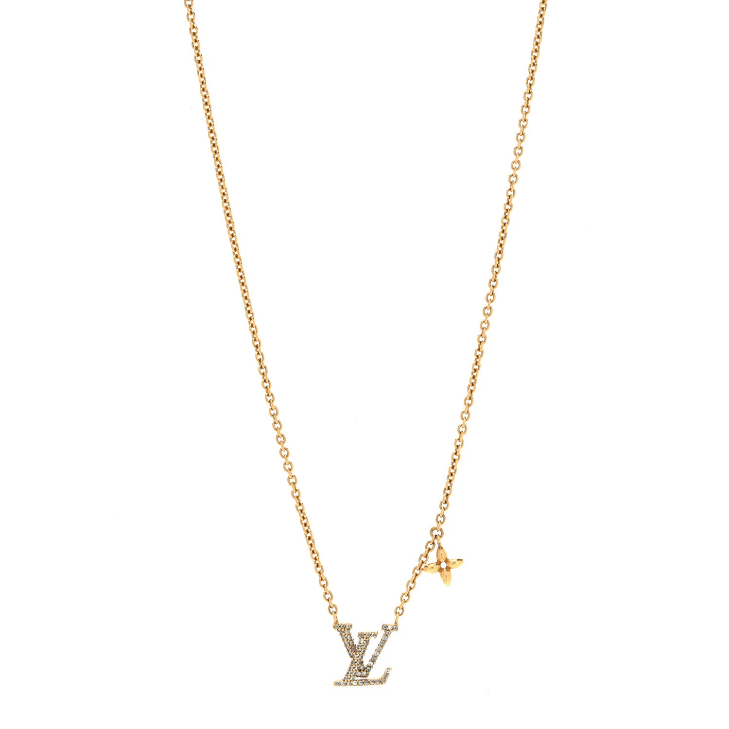 Louis Vuitton Metal Crystal LV Iconic Necklace Gold 1 of 4