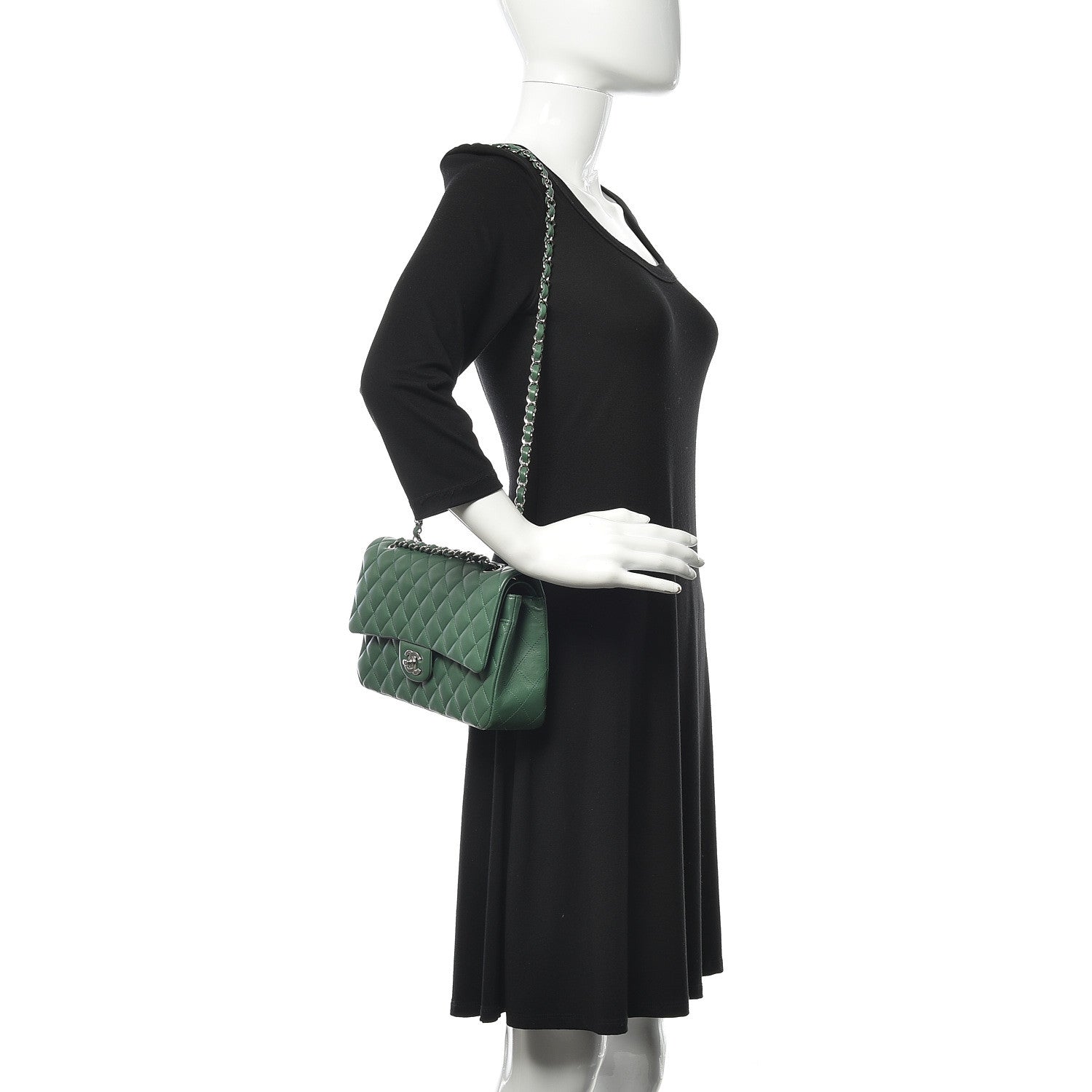 Chanel Lambskin Quilted Medium Double Flap Green 2 of 11