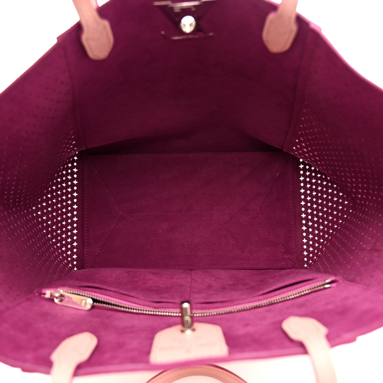 Louis Vuitton Calfskin Perforated Lockme Cabas Rose Poudre Creme 5 of 10