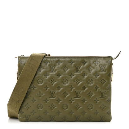 Louis Vuitton Lambskin Embossed Monogram Coussin MM Khaki 1 of 12