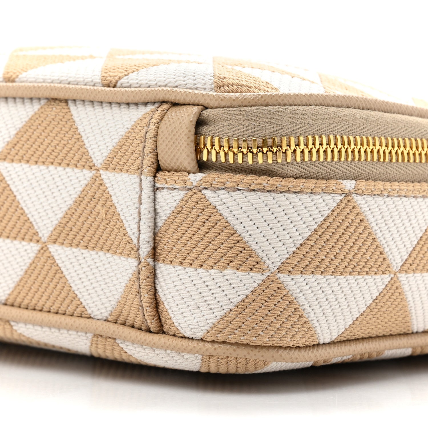 Prada Jacquard Saffiano Triangolo Symbole Embroidered Medium Shoulder Bag Corda Talco 7 of 8