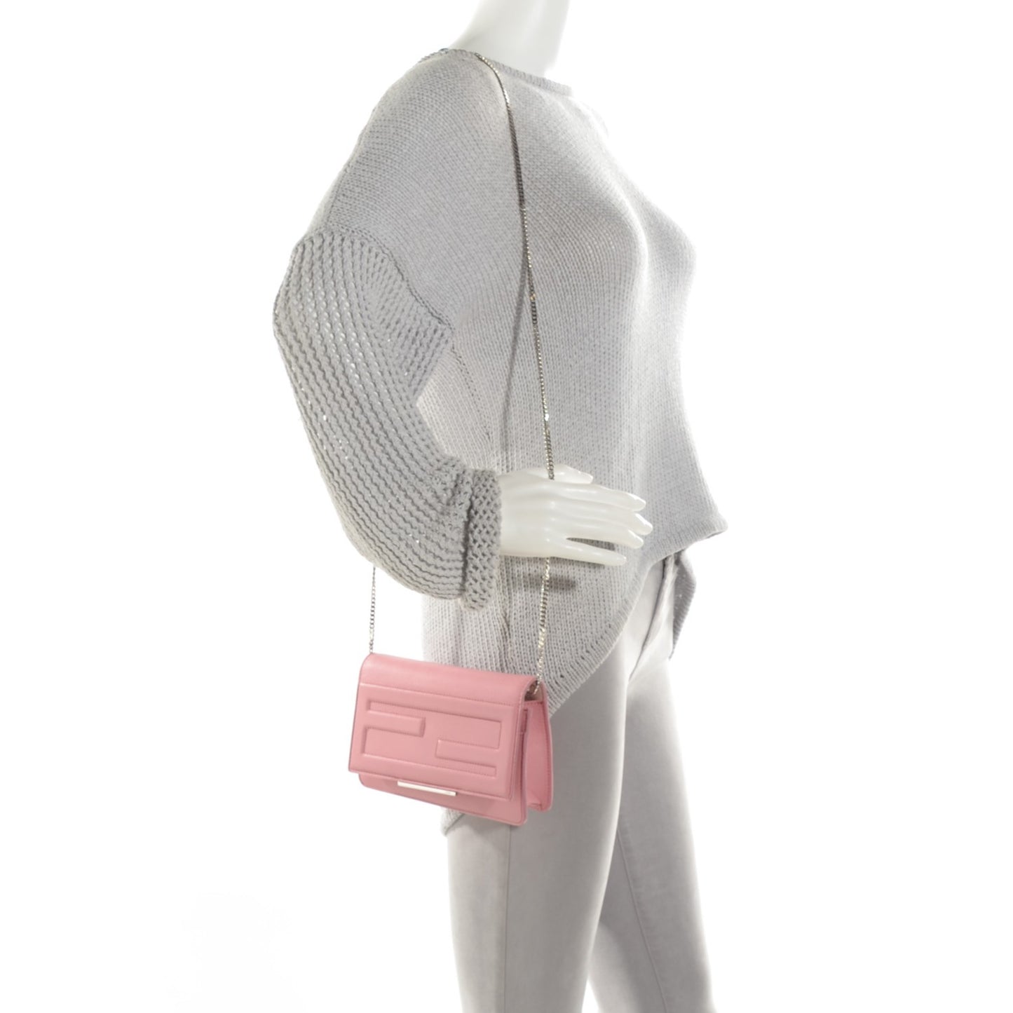 Vitello Flamingo Tube Wallet on Chain Pink
