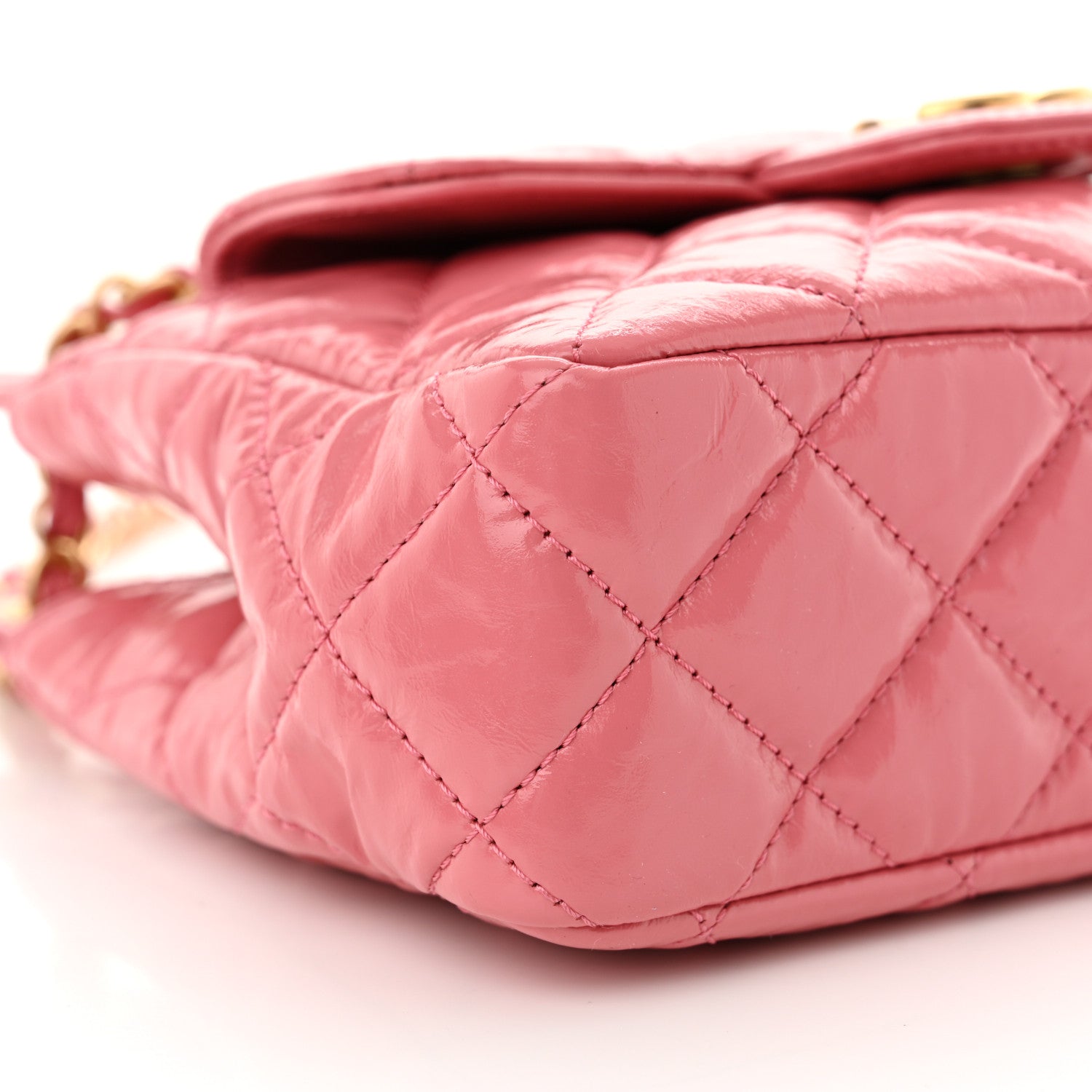 Chanel Shiny Crumpled Calfskin Quilted Small Wavy CC Hobo Pink 9 of 10
