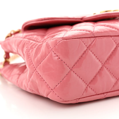 Chanel Shiny Crumpled Calfskin Quilted Small Wavy CC Hobo Pink 9 of 10