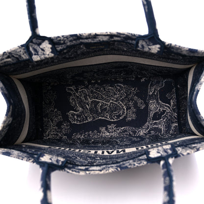 Christian Dior Canvas Embroidered Medium Toile De Jouy Reverse Book Tote Blue 5 of 11