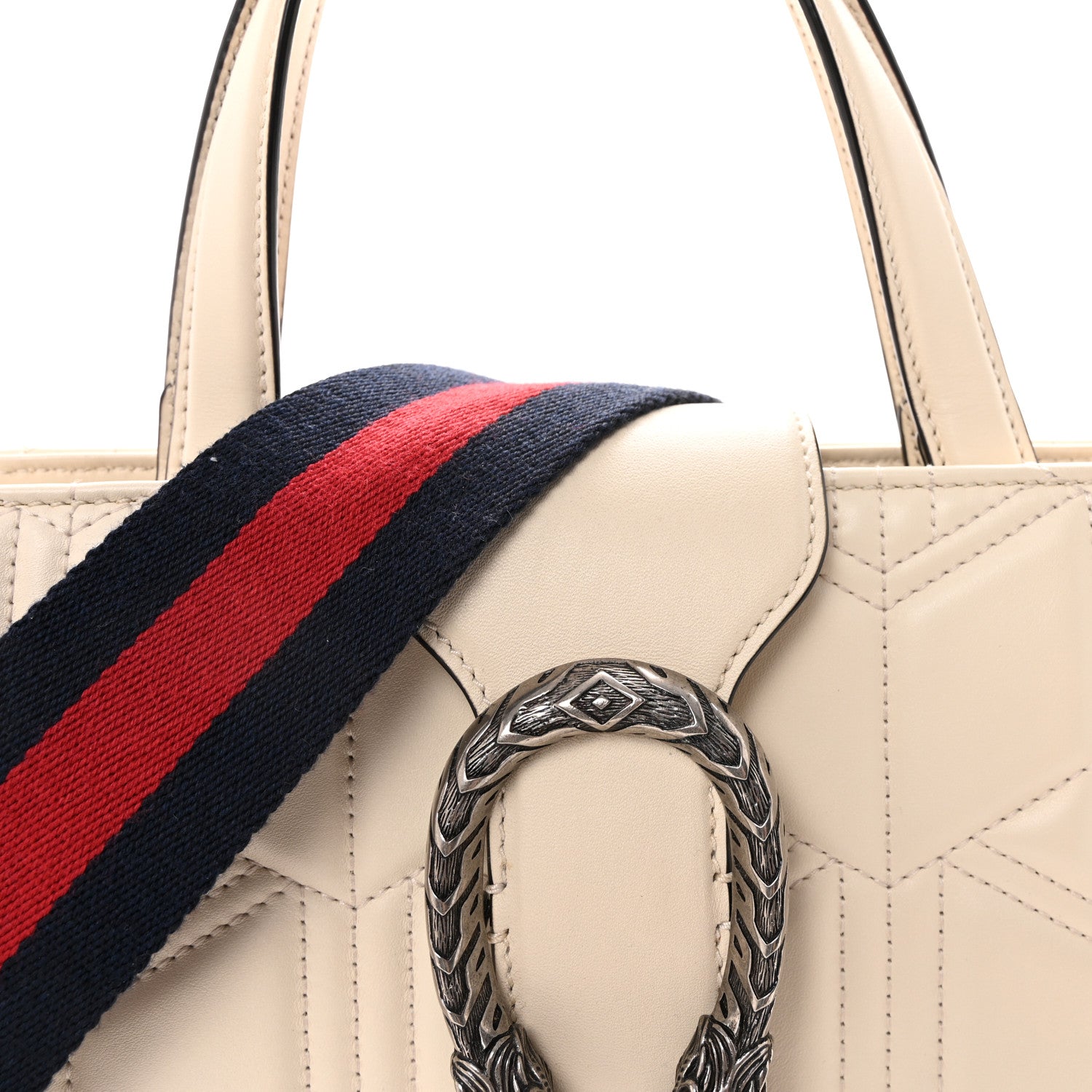 Gucci Cafskin Web Quilted Large Dionysus Tote Bag White 8 of 10