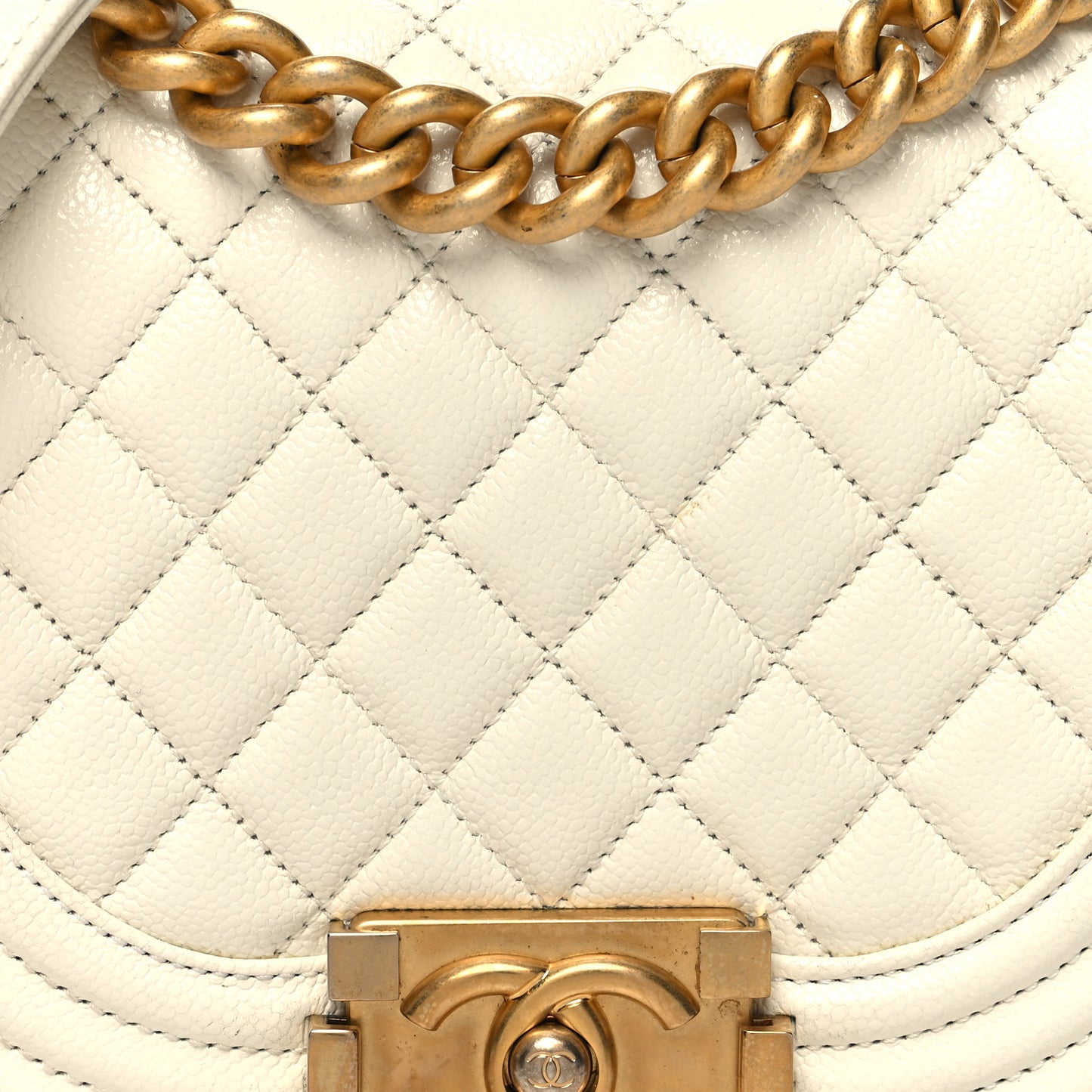 Caviar Quilted Small Boy Messenger Bag White