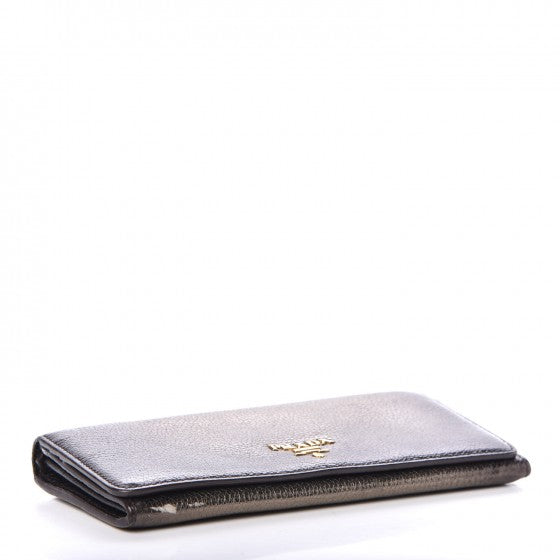 Vitello Daino Antik Continental Flap Wallet Piombo