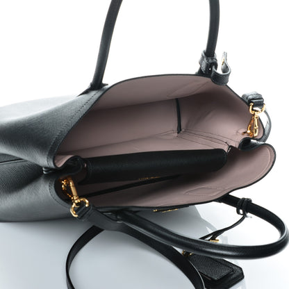 Prada Saffiano Cuir Medium Double Bag Black Mughetto 5 of 6