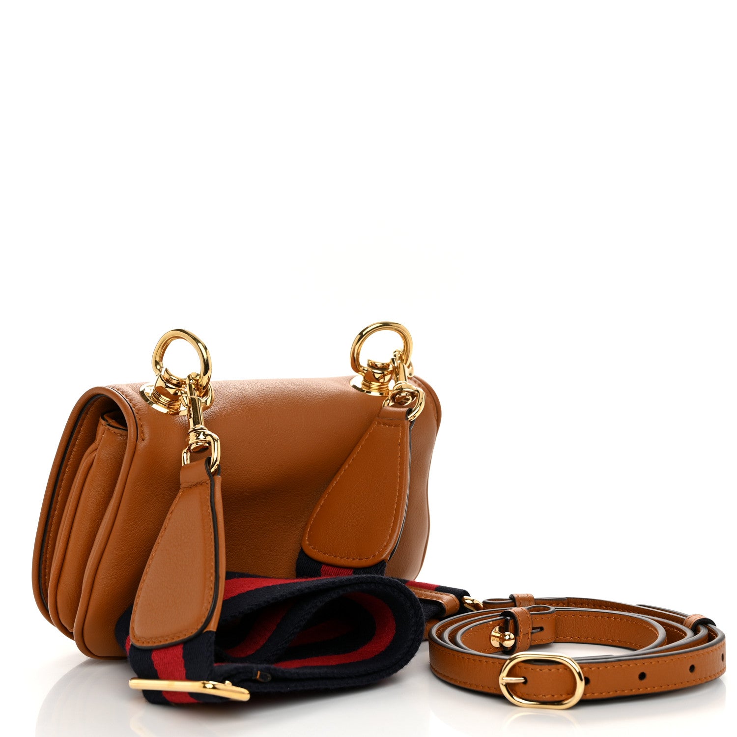 Gucci Roxy Calfskin Web Mini Blondie Shoulder Bag Cognac 3 of 12