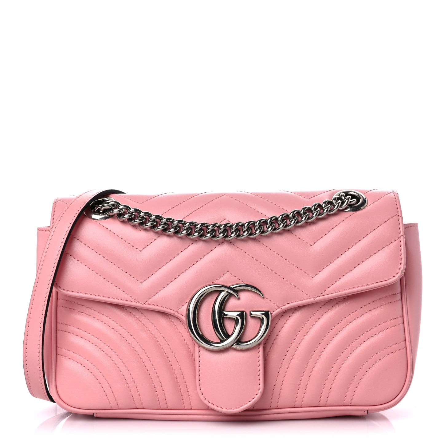 Calfskin Matelasse Small GG Marmont Shoulder Bag Wild Rose