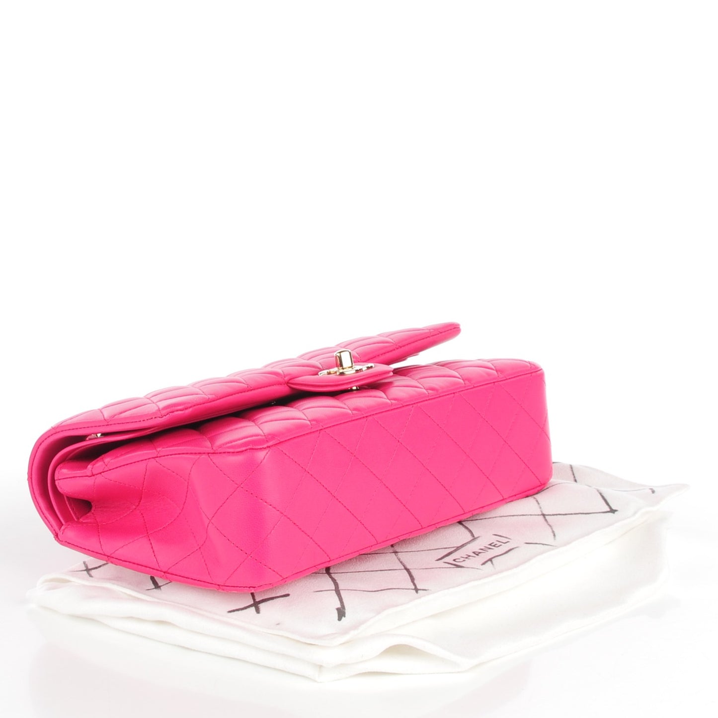 Lambskin Quilted Medium Double Flap Dark Pink