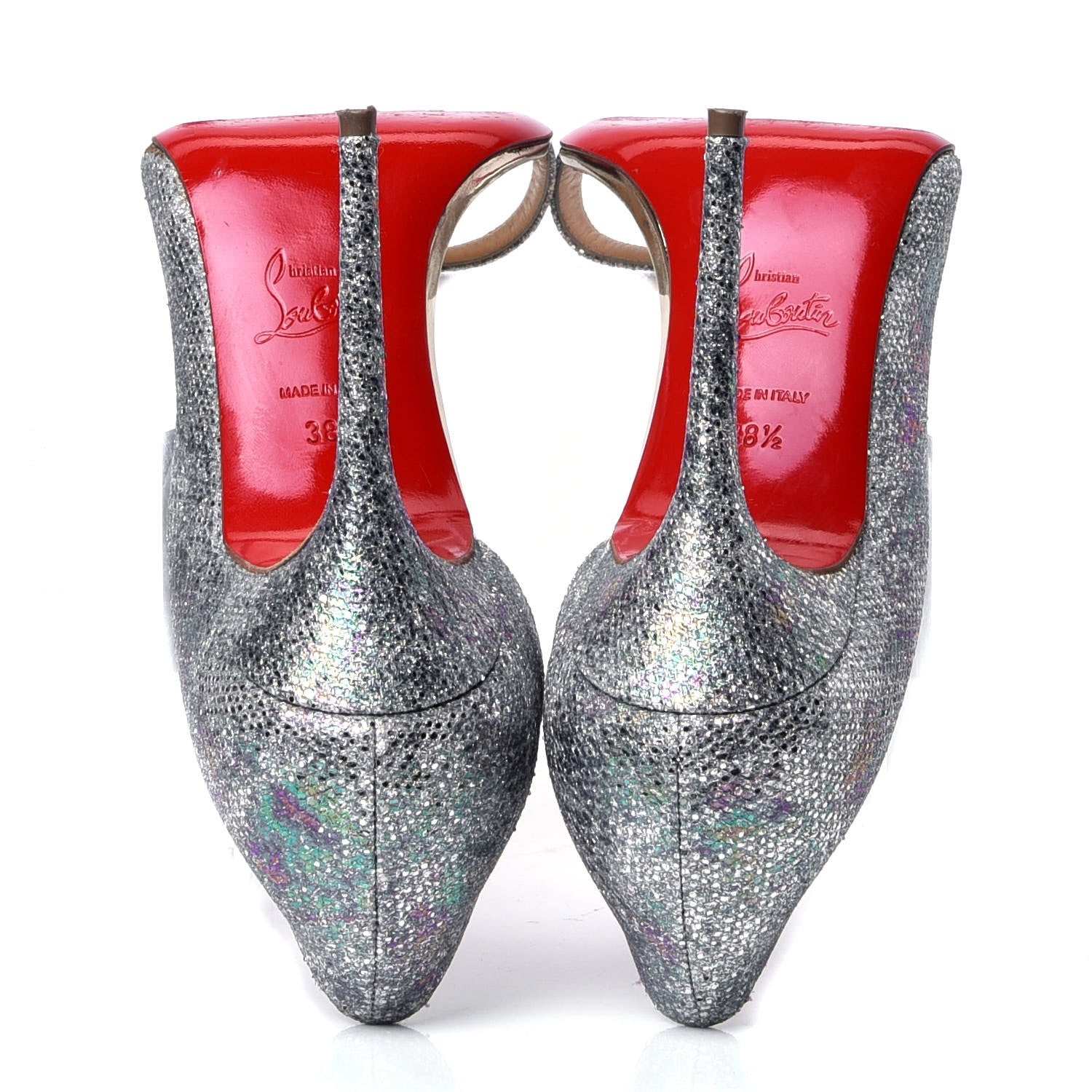 Christian Louboutin Glitter Solaria Specchio Toboggan 100 Sandals 38.5 Multi Light Gold 5 of 6