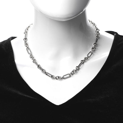 David Yurman Sterling Silver 18K Yellow Gold Figaro Chain Link Necklace 2 of 5