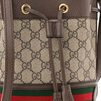 Gucci GG Supreme Monogram Web Mini Ophidia Bucket Bag Brown 10 of 10