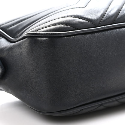 Gucci Calfskin Matelasse Small GG Marmont Chain Shoulder Bag Black 9 of 10